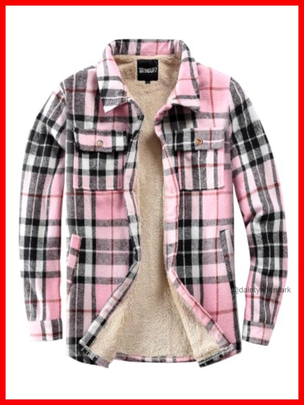 Sherpa Lined Flannel Shirt Jacket Plaid Button Down Coat